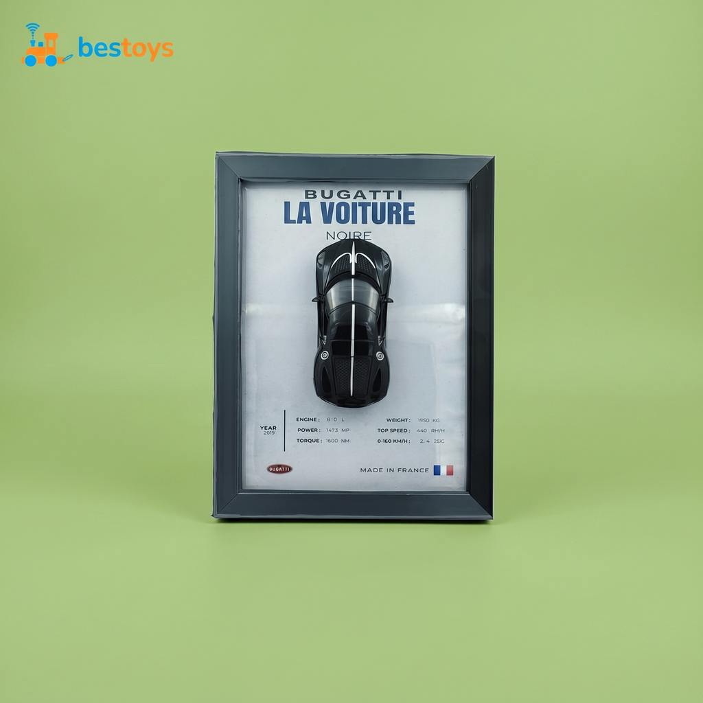 6. Bugatti La Voiture Noire 3D Frame Diecast Model Car – Luxury Hypercar Shadow Box Wall Display Art, Automotive Collectible Decor for Home, Garage & Office (Black)