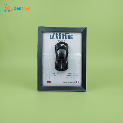 6. Bugatti La Voiture Noire 3D Frame Diecast Model Car – Luxury Hypercar Shadow Box Wall Display Art, Automotive Collectible Decor for Home, Garage & Office (Black)