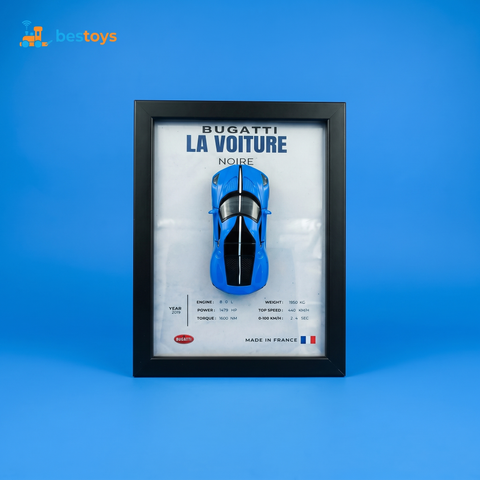 Bugatti La Voiture Noire 2019 3D Frame Car Diecast Model – Luxury Hypercar Wall Art Display Shadow Box for Home, Garage, & Office Decor