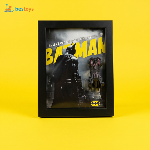 5. DC Comics Batman 3D Frame Wall Display – Collectible Diecast Batmobile Shadow Box Art with Iconic Quote for Home, Office & Geek Room Decor