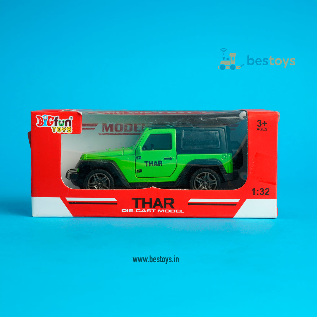 Thar-Green Model Die Cast-Metal [1:32] | Side Door | Light & Sound | Pull Back