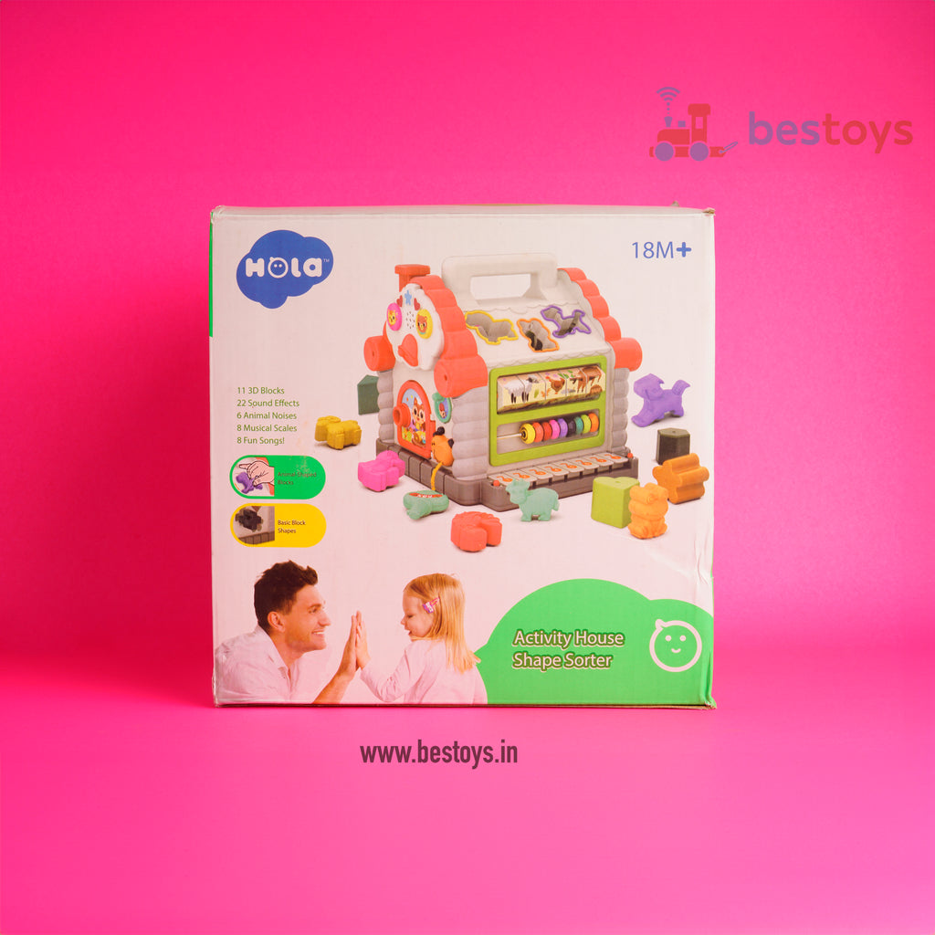 Activity House Shape Sorter | 11 3D Block| 22 Sound Effects| 6 Animal Noises| 8 Musical Scales| 8 Fun Songs| Box Size: 23cmX23cmX23cm