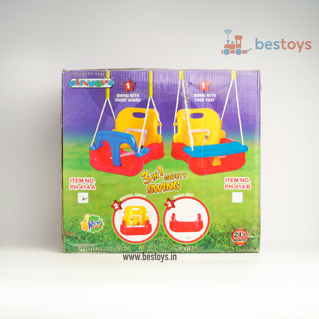 Swing with Front Guard & Food Tray | 24+Month | 3 IN 1 Safety Swing | Box Size: 43cmX18cmX45cm