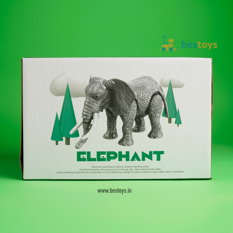 Simulation Toy | Elephant | Link Swing-head&tail | Eyes with light | Electric Walking with Fun Sound Effects| Box Size: 15cmX28cmX10cm