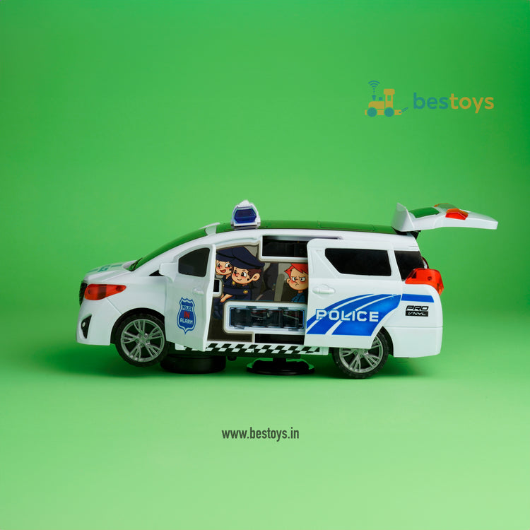 Police Vehicle | Door Open | Lights & Music | Rotate 360 degree | Electric carousel Drive-Box Size: 11cmX24cmX11cm