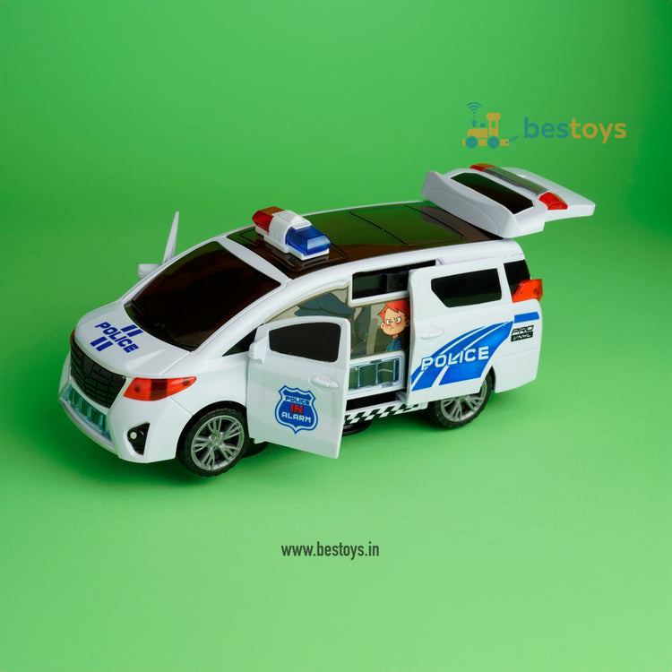 Police Vehicle | Door Open | Lights & Music | Rotate 360 degree | Electric carousel Drive-Box Size: 11cmX24cmX11cm