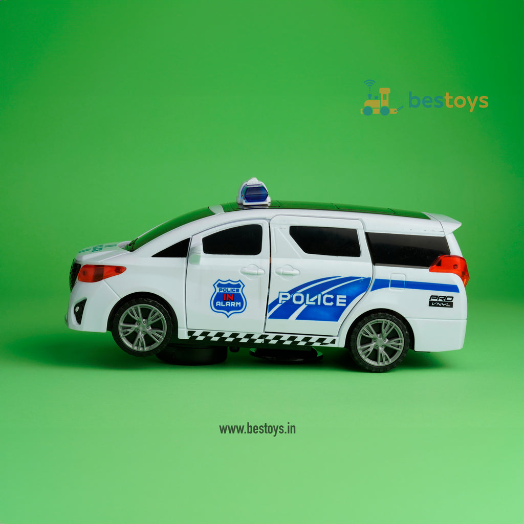 Police Vehicle | Door Open | Lights & Music | Rotate 360 degree | Electric carousel Drive-Box Size: 11cmX24cmX11cm