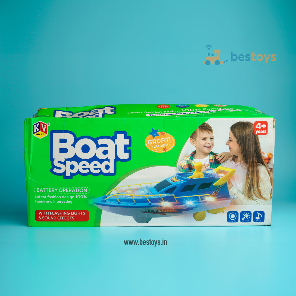 Boat Speed with Flashing Lights & Sound and Action Reaction | Battery Operated-Box Size: 14cmX32cmX10cm