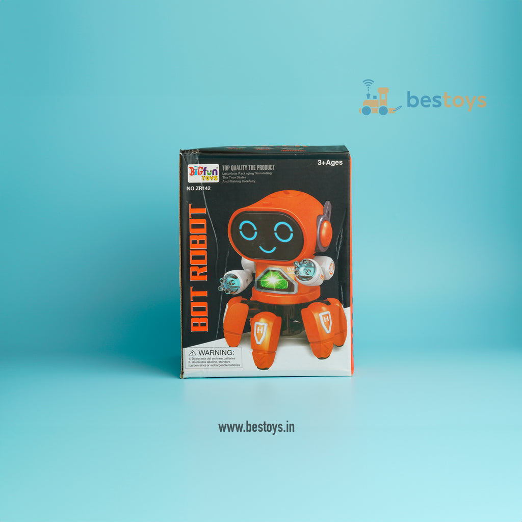 BOT Robot Pioneer | Music & 7 color Light| Hand & feet move | Battery Operated