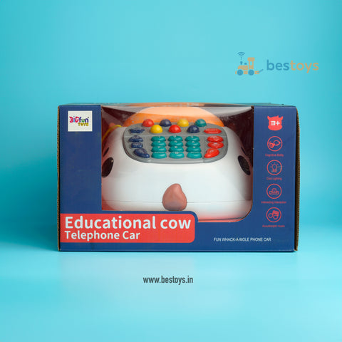 Educational Cow Telephone Car | Music | Light | Box Size: 14cmX21cmX24cm