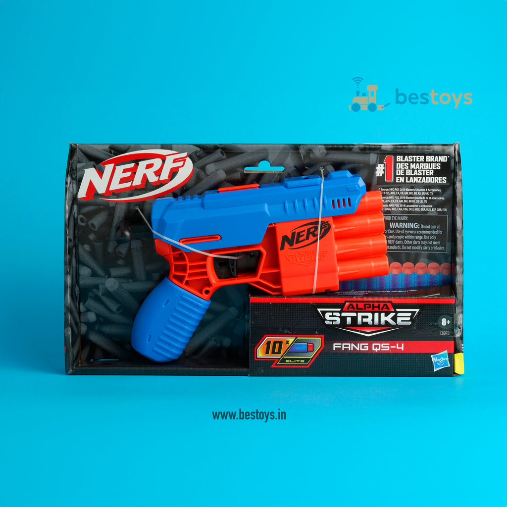 Nerf-Alpha Strike 10x Elite Gun-Shoots darts in a row Box Size: 18