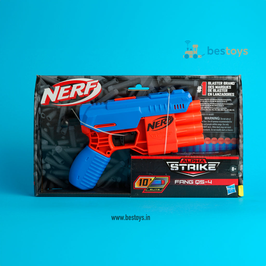 Nerf-Alpha Strike 10x Elite Gun-Shoots 4 darts in a row | Box Size: 18cmX30cmX4cm