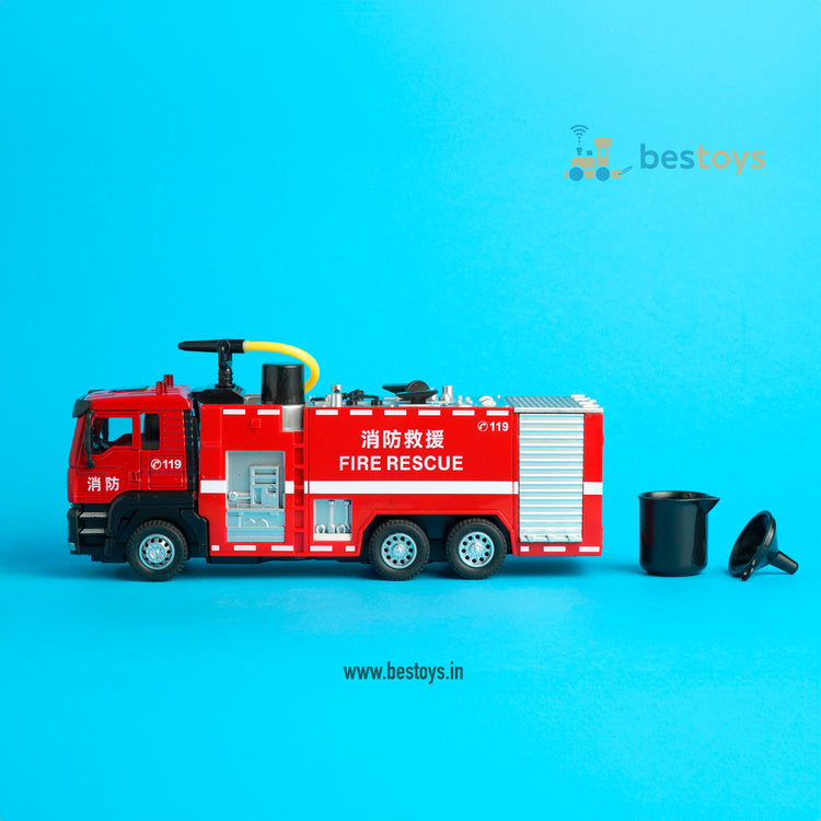 Fire Engine/Fire Rescue-Metal Die Cast | Scale 1:32 | Water spray | Light & Sound | Pullback Series-Box Size: 27.5cmX13.5cmX9.5cm