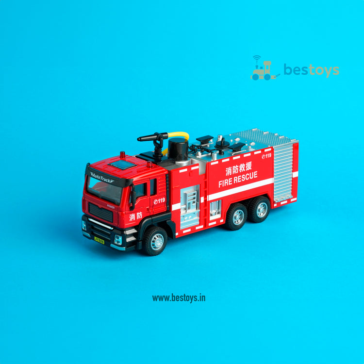 Fire Engine/Fire Rescue-Metal Die Cast | Scale 1:32 | Water spray | Light & Sound | Pullback Series-Box Size: 27.5cmX13.5cmX9.5cm